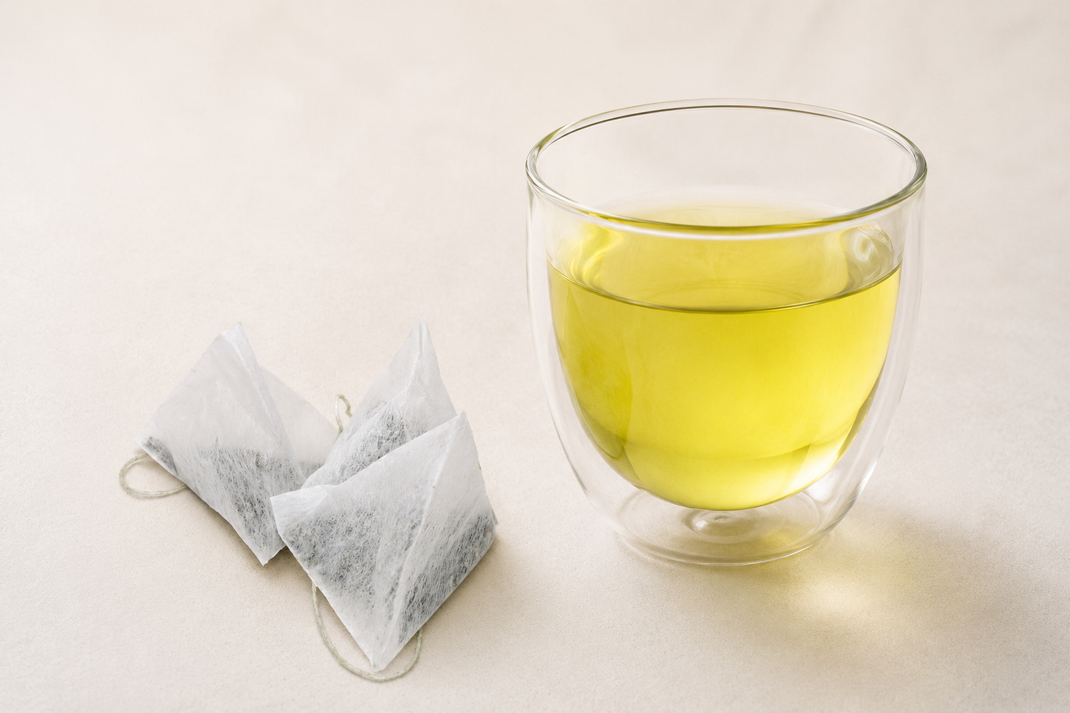 Yuzu Sencha tea bag brewing in cup